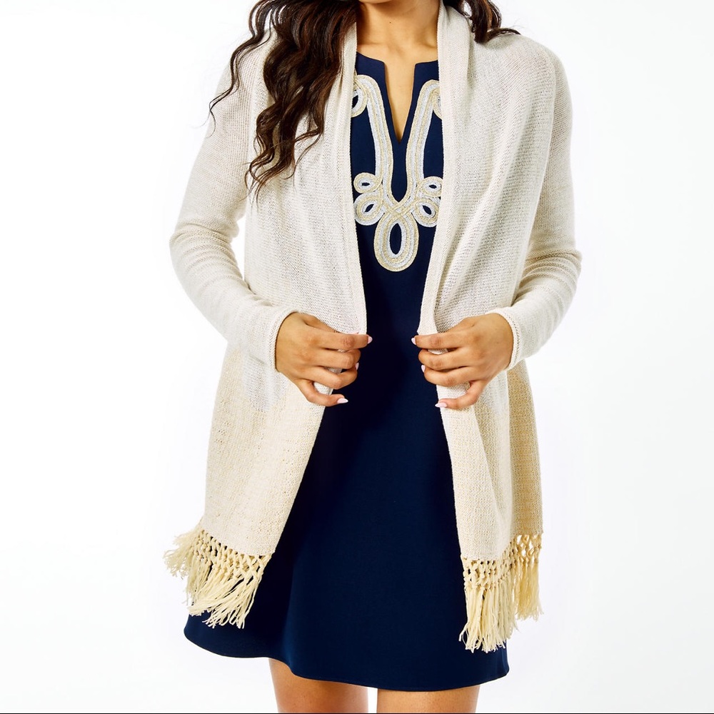 Lilly pulitzer Tatum long fringe hem cardigan XS